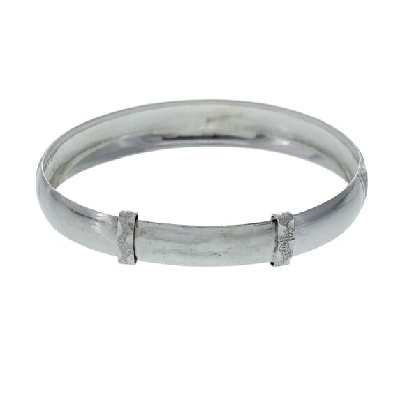 Vintage Mexico Sterling Silver 925 Diamond Cut Adjustable Bangle Bracelet 7.25" - Picture 2 of 6